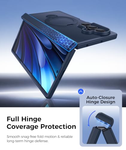 Image of FNTCASE for Samsung Galaxy Z-Fold-8-Ultra Case: Z Fold 7 Case [360 Spin Magnetic Stand] [Fit for Magsafe] [Hinge Protection & Screen Protector] Translucent Matte Military Shockproof Cover - Deep Blue