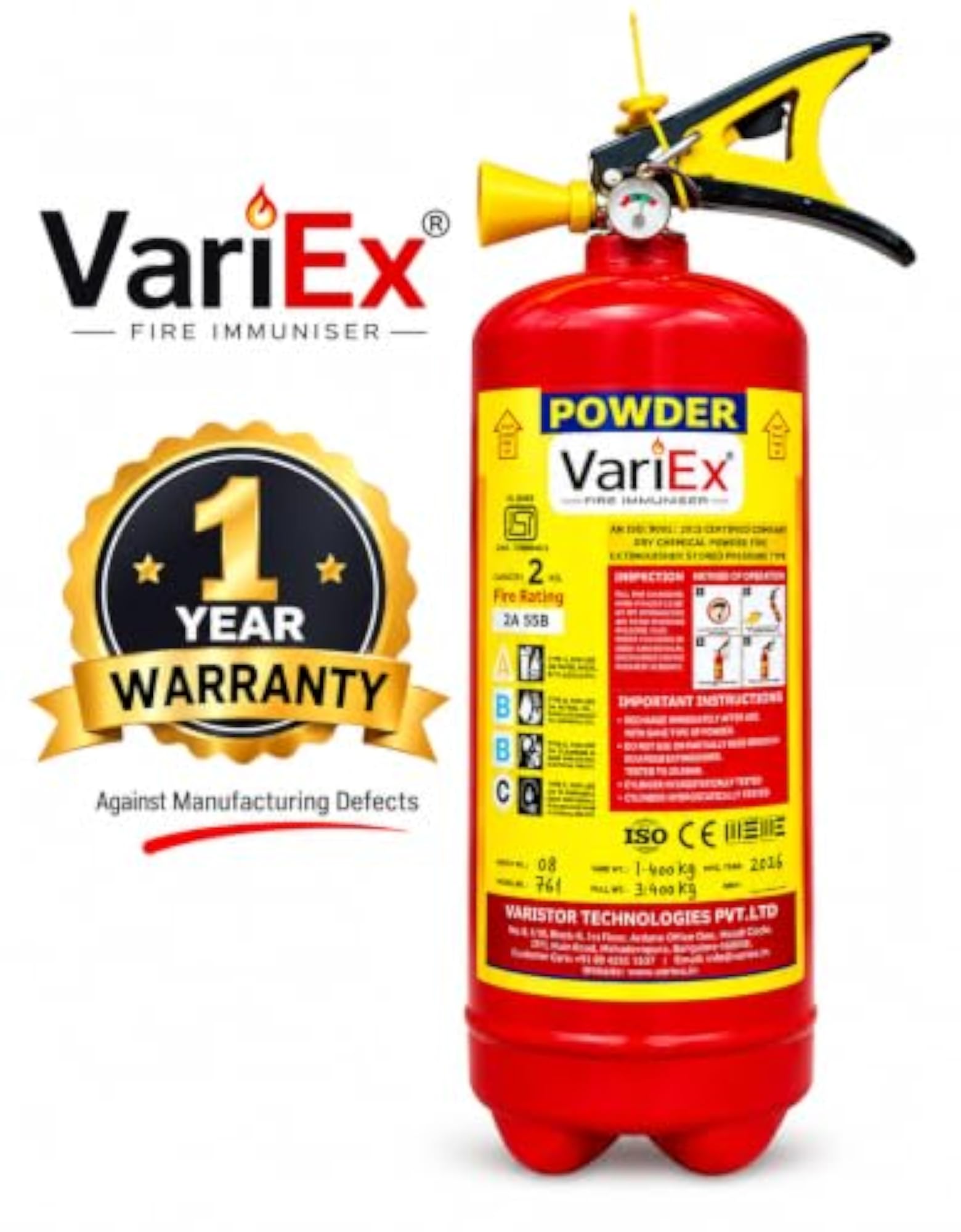 2Kg ABC Powder Fire Extinguisher Pack of 1, Multipurpose