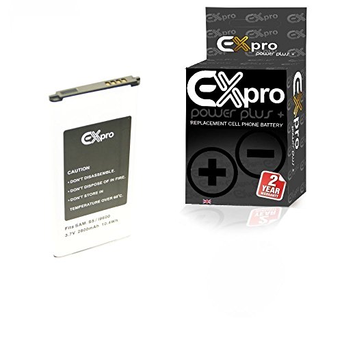 Ex-Pro® EB-BG900BBEGWW 2800MAh High Rated Battery Compatible with/Replacement for Samsung Galaxy S5 i9600, SM-G900A, SM-G900F, SM-G900H, SM-G900K, SM-G900I, SM-G900M, SM-G900T