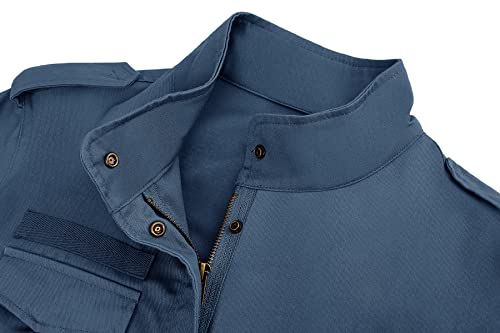 Valphsio Women's Military Utility Jacket Lightweight Zip Up Snap Button Stand Collar Anorak Coat #TOP3