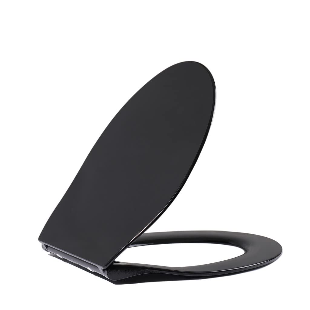 Ldhsjh As Shown Black Quiet Toilet Seat Cover, Adjustable, Lightweight, Durable, Portable, User-Friendly, Compact, Slow, Close, Button