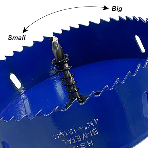 Image of Luomorgo 121mm /4 3 /4 inch Hole Saw, 1 1 /4 inch Cutting Depth | HSS Bi-Metal, For Wood Cornhole Boards, For Plastic Drywall, For Metal Sheet