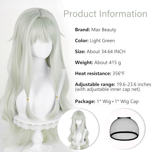 Image of LABEAUTE Long Curly Green Cosplay Wig Heat Resistant Synthetic Anime Wig Hair with Adjustable Cap for Halloween Costume Comic Con Daily Use