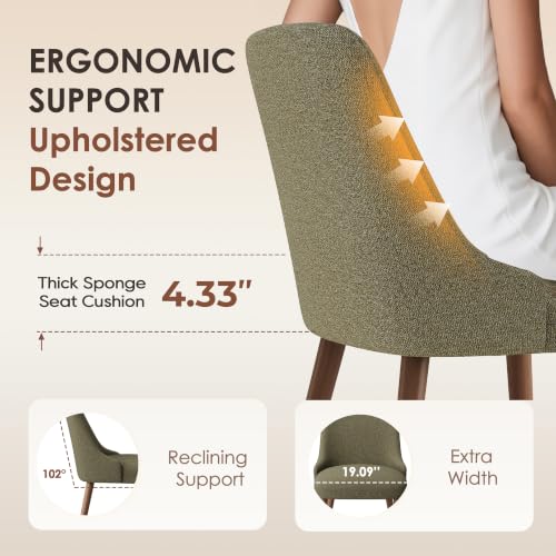 Image of MALOL Dining Room Chair Set of 4, Upholstered Kitchen Chairs with Wood Legs, High-Back Padded Dining Chairs for Dining Room /Restaurant /Cafe, Green