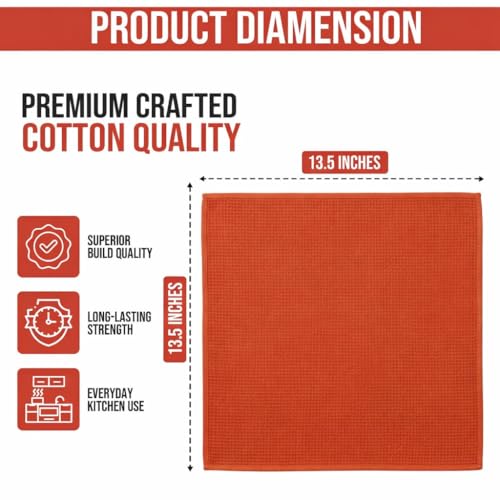 Image of Ameri-Homes 100% Cotton Waffle Weave Kitchen Dish Cloths 6-Pack- Ultra Absorbent & Quick Dry Cleaning Towels for Dishes, Counters & Kitchen Use - Soft, Durable & Lint-Free13.50 X 13.50 inches (Red)