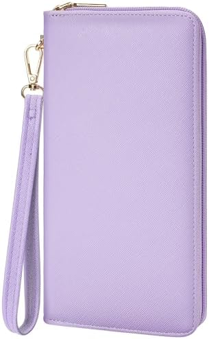 Chelmon Women's Vegan Leather Clutch Wallet with Zip, Hand Strap, Large Capacity