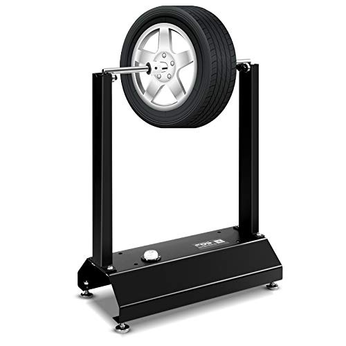 RELAX4LIFE Équilibreuse de Roue en Aluminium et Acier, Support pour Équilibrage de Pneus avec Cônes de Centrage des Roues Réglables, Travaux de Réparation de Moto, Vélo, Buggy, 40,5X22X51CM, Noir