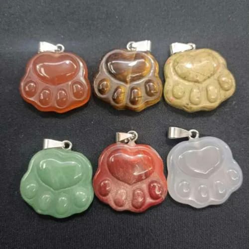 Lot de 6 pendentifs en Forme de Patte de Chien ou de Chat en Pierre précieuse Naturelle, en Cristal, pour la Maison, pour Animaux de Compagnie, à Offrir