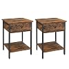 VASAGLE Nightstands Set of 2 End Tables Side Tables with Drawer and Shelf 157 x 157 x 217 Inches Bedroom Steel Frame Easy Assembly Rustic Brown and Black ULET506B01