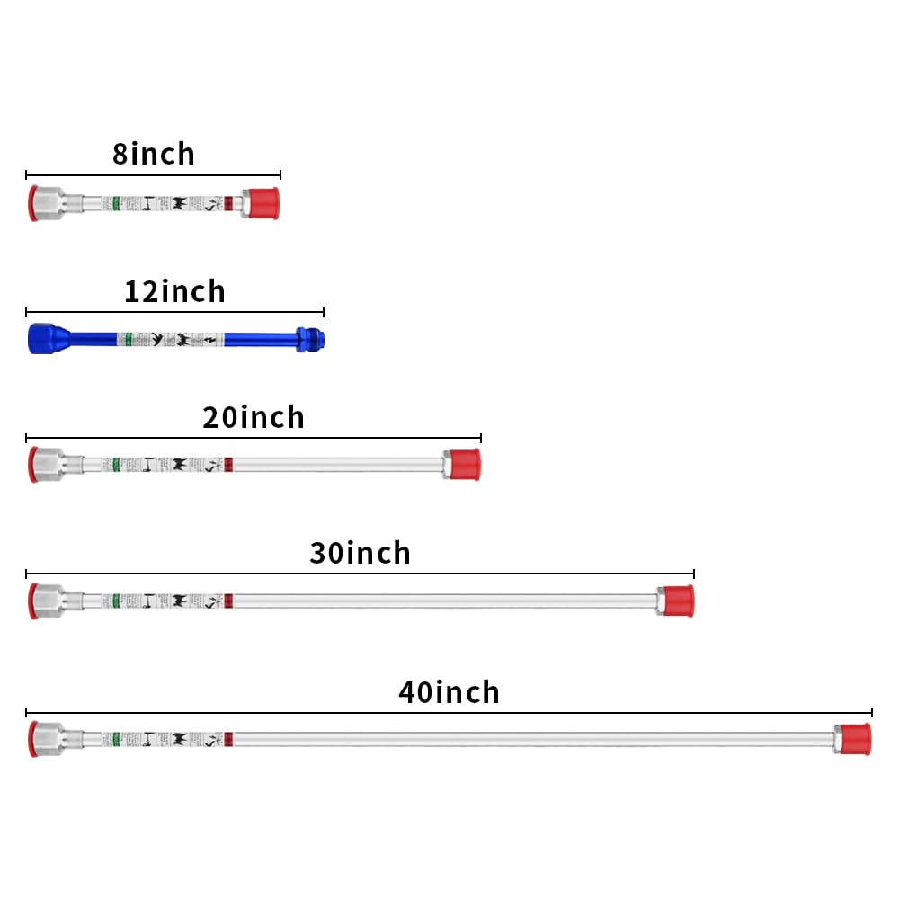 Juego de 5 postes de extensión, extensiones de punta de pistola de pulverización sin aire, poste de extensión de punta de pistola de pintura sin aire, para varita de pistola de pintura