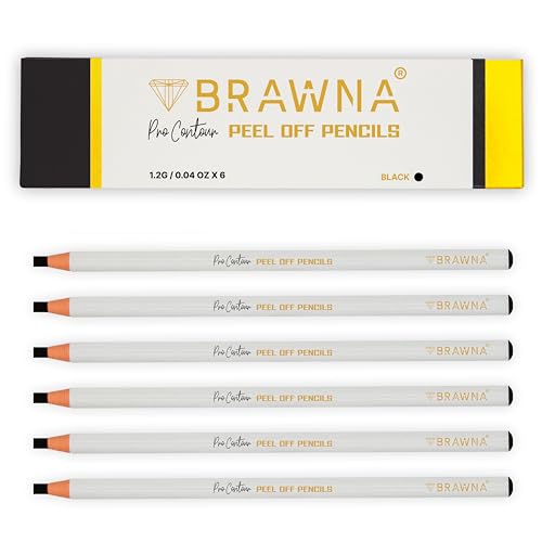 BRAWNA 6 Crayons sourcils pelables avec taille-crayon, imperméables