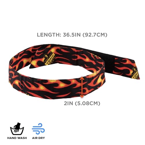 Image of Cooling Bandana, Flames, Evaporative Polymer Crystals for Cooling Relief, Quick and Secure Fit, Ergodyne Chill Its 6705,Large