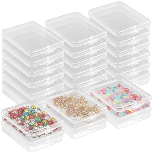 Image of Nsmykhg Small Plastic Storage Containers - 24 Pack Clear Boxes for Beads, Jewelry, and Craft - Stackable Mini 4.3 inchx3.5 inchx1.1 inch