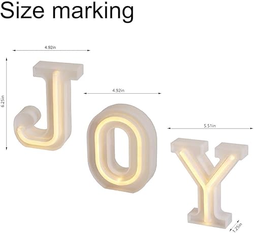 Miniatura 7 de GUOCHENG JOY - Letrero de letras de neón, 1 paquete de 3 piezas JOY Set de luces LED de neón de marquesina del alfabeto, lámparas de palabras