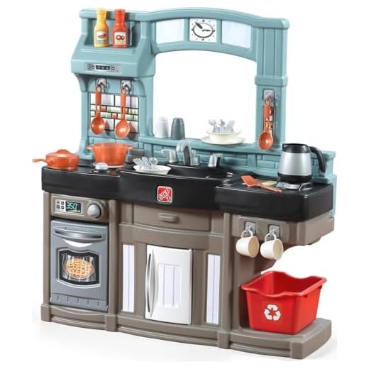 Step2 Best Chefs Kitchen Set for Kids – Includes 25 Toy Kitchen Accessories, Interactive Features for Realistic Pretend Play – Indoor/Outdoor Toddler Playset – Dimensions: 35.8” H x 34.4” W x 11.5” D