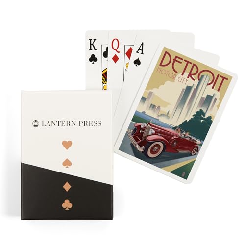 Lantern Press Detroit Michigan Naipes Póker 52 Cartas