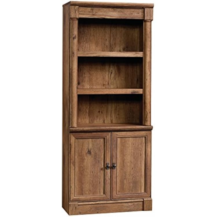 Biblioteca Sauder Palladia con Estante de Libro de Puertas, L: 29.37 x W: 13.90 x H: 71.85, Acabado de roble vintage
