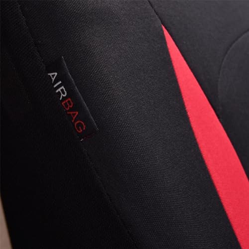 Flying Banner Flat Cloth Universal Fit Car Seat Covers Full Set with Airbag Compatible (Black and Red) - Image 6