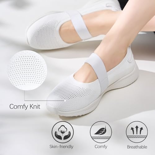 Image of HONHOLD Women's Casual Knit Mary Jane Flat Shoes with Arch Support