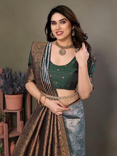 Image of Women's Kanjivaram Soft Silk Banarasi Saree With Blouse Piece | Banarasi Sari For Women | Saree with Blouse piece