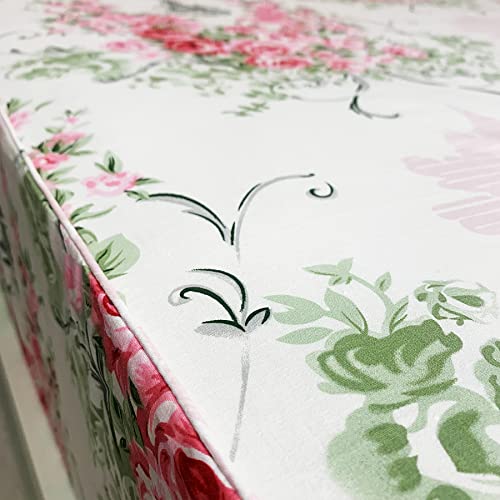 Abreeze Sheets Set Queen Floral Sheets 100% Cotton Elegant Farmhouse Bedding Bed Sheets Pink Tower Flower Printed Bed Sheet Soft Deep Pocket Sheet Queen 17.5'' 4 Pcs #TOP4