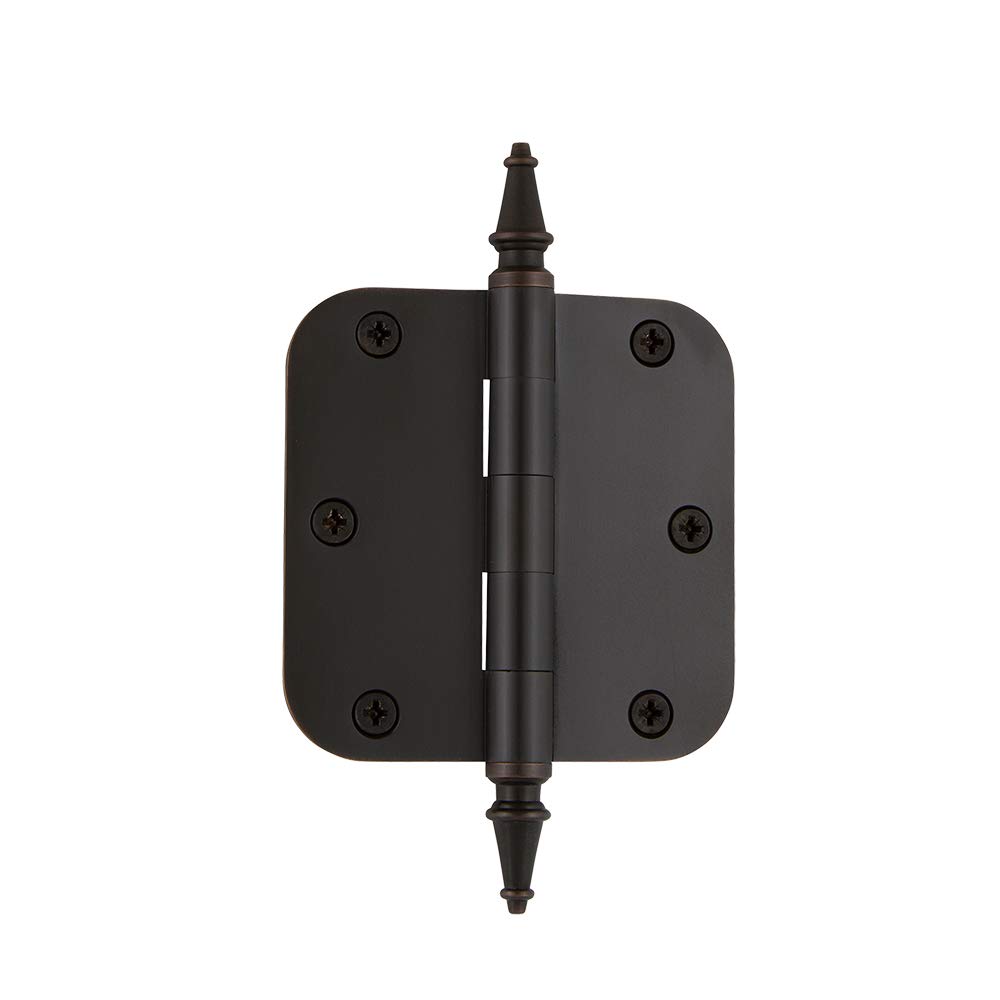 Nostalgic Warehouse 746075 3.5" Steeple Tip Residential 5/8" Radius Corners Door Hinge, Timeless Bronze