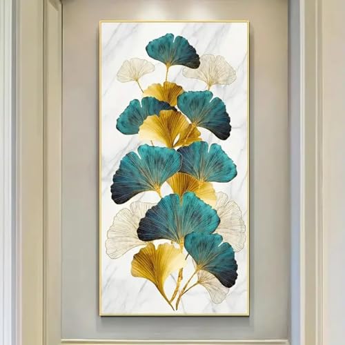 Toile feuille de ginkgo 90x180 cm art moderne mural coloré sans cadre pour salon