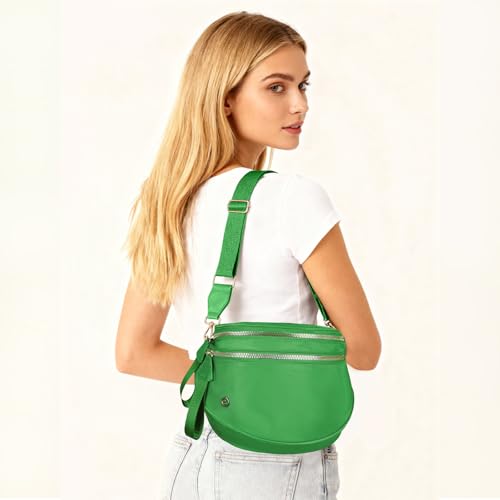 Image of Womens Crossbody Bag, Spacious Nylon Bum Bag Trendy Shoulder Purse with Adjustable Strap Zipped Travel Essentials