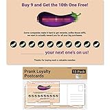 Witty Yeti Hilarious 15 Pack of Eggplant Rewards Club Postcards. Prank Your Friends & Family w/Funny Practical Joke Mailing Card. Fun Novelty Gag Gift Set for Ultimate Pranking & Embarrassment
