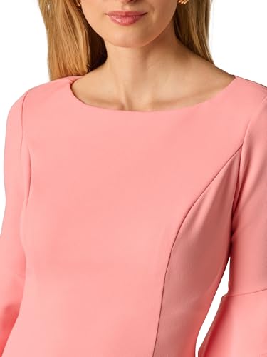 Image of Adrianna Papell Stretch Knit Crepe Sheath Dress with Tiered Organza Bell Sleeve