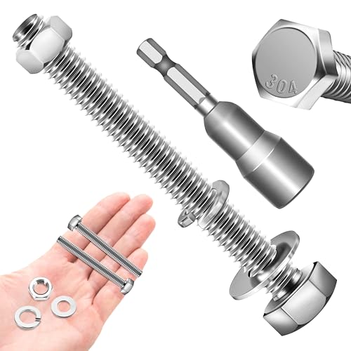 Image of (12 Sets) 1 /4-20 Bolts and Nuts Kit, 1 /4-20 x 2-1 /2 inch Hex Head Screws Kit with 1 /4-20 Bolts,Nuts, Flat & Lock Washers, Fully Threaded, 1 /4 20 Stainless Steel, Bright Finish by Marysino
