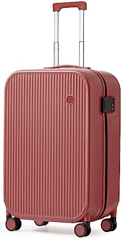 Mixi Carry On Luggage 20'' Suitcase with Spinner Wheels Hardshell Lightweight Rolling Suitcases PC with Cover & TSA Lock for Business Travel, Rio Red
