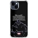Skinit Clear Phone Case Compatible with iPhone 15 - Officially Licensed Marvel Black Panther Night Time Watch Design