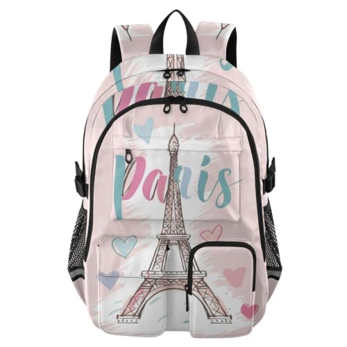 Mochila de equipaje grande Torre Eiffel color melocotón ideal viajes y fines de semana