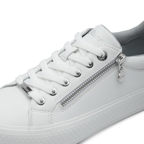 s.Oliver Damen Sneaker flach mit Reißverschluss Freizeit, Weiß (White), 39 EU – Bild 6