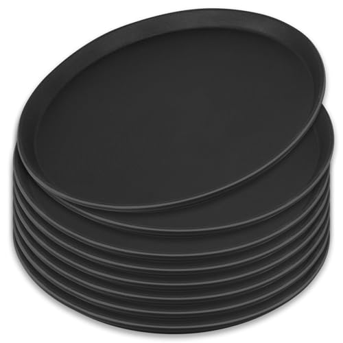 8 vassoi rotondi da portata per ristoranti, in plastica antiscivolo, per frutta, antipasti, cibo, bevande, con bordi rialzati, per casa, ristorante, caffetteria, bar, cocktail (35,6 cm)