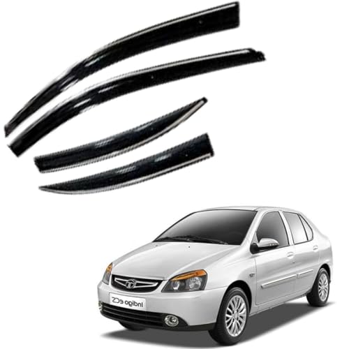 Image of CAR SAAZ Chrome Line Door Visor for Indigo ECS (2013-2018) (Set of 4Pcs) | Rain Guard | Wind Deflector