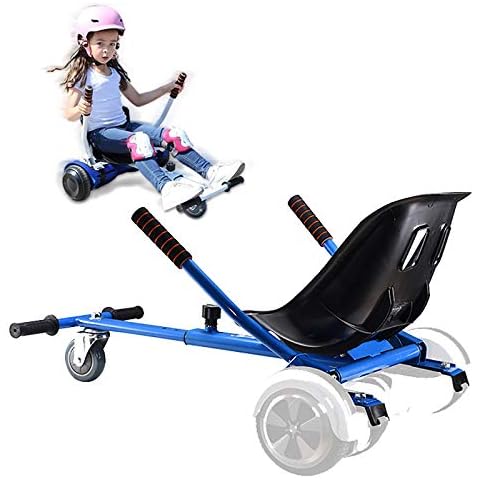 Hoverboard Go Kart Seat Attachment Accessories for Kids Adults, Hoverboard Buggy Attachment with Adjustable Frame for Girls Boys, Transform Hoverboard into a Go Cart, Gift Idea for All Ages, Blue Cover
