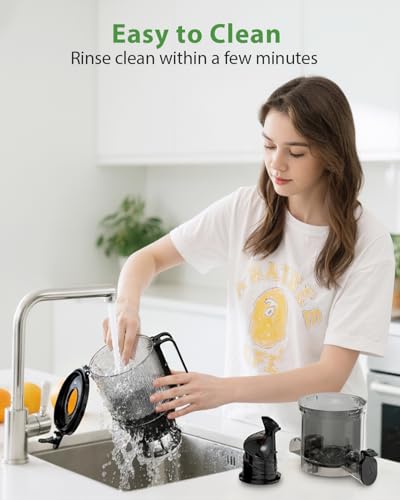Cold Press Juicer, ECOSELF Juicer Machines with Large Feed Chute Fit Whole Fruits & Vegetables, Self Feeding for Juice Extractor Machine, Easy to Clean and Assemble, High Juice Yield