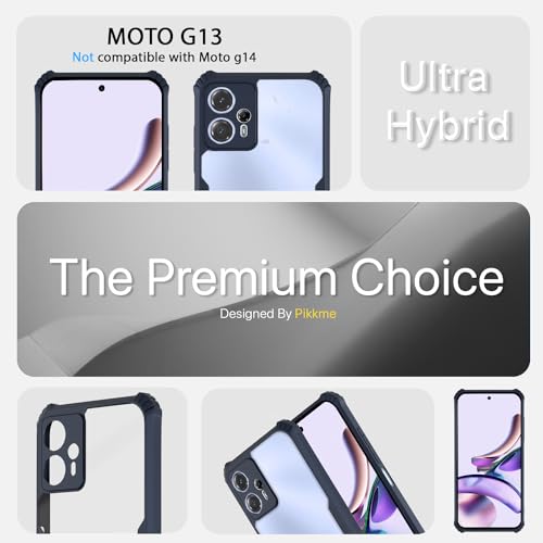 Image of Pikkme Moto G23 Back Cover | Crystal Clear Transparent Back | Ultra Hyrbid | Full Camera Protection | Raised Edge | Bumper Back Case (Blue)