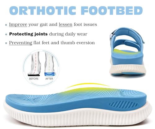 Image of KuaiLu Womens Orthotic Adjustable Strap Slides Arch Support Slip On Sandals