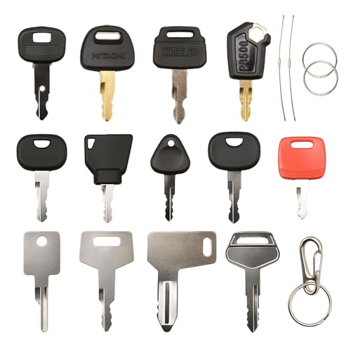 18 Pcs Ersatz Zündschlüssel, Baumaschinen Schlüssel Set, Motor Startschalter Zündschlüssel Kit, Bagger Traktor Zubehör für Universal Motor Startschalter