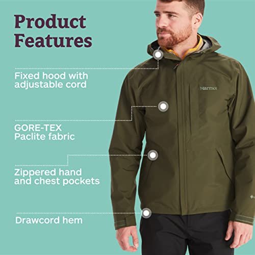 Marmot Men's Waterproof Gore-Tex Jacket, Lightweight Rain Jacket, Windproof Raincoat, Breathable Windbreaker, Ideal for Running and Hiking, Nori, XL - Image 4