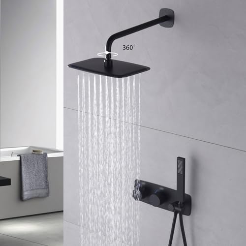 Évitez le calcaire avec cet ensemble de douche encastré noir en laiton durable