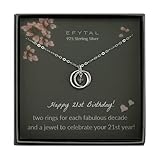 EFYTAL 21st Birthday Gifts for Her, Sterling Silver 21 year old Necklace Gift for Women, Best Friend or Daughter