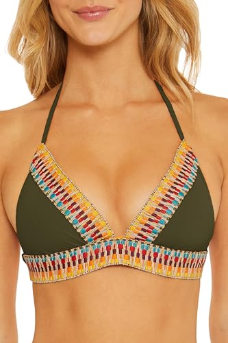 BECCA Women's Delilah Crochet Halter Bikini Top, Adjustable, Tie Back, Swimwear Separates