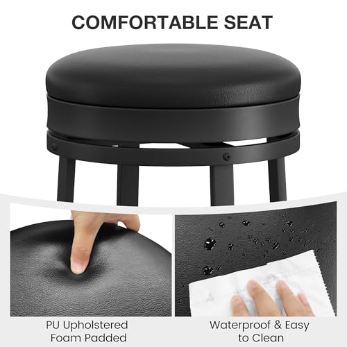 GarveeLife Juego de 2 Butacos Giratorios de 24" Altura de Mostrador con Reposapiés, Tapizado de Cuero PU, Estructura de Metal, Negro miniatura 3