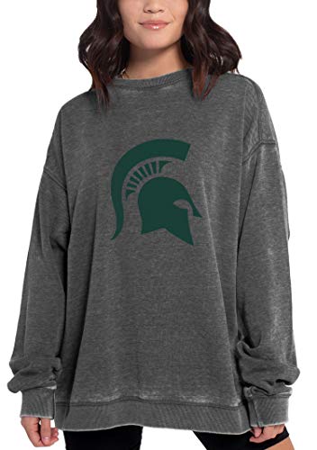 Chicka-d NCAA Michigan State Spartans Womens Campus Crew Pullover, Charcoal, Large (449_NC_PL)