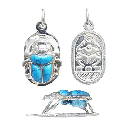Pendentif égyptien argent et turquoise, idée cadeau amulette de chance