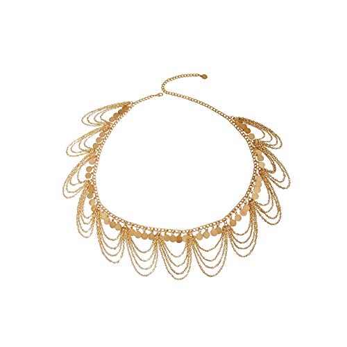 Cadena para el cuerpo de mujer de metal redonda oro accesorio para vestidos